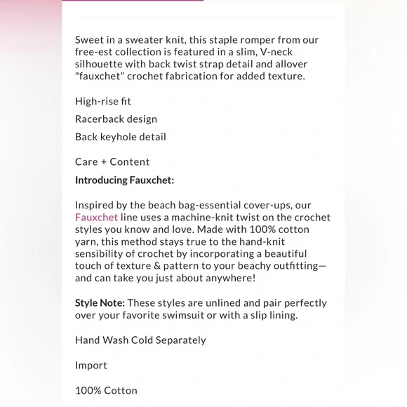 FREE PEOPLE Fauxchet Romper🌻✌🏾NWT - Picture 6 of 6